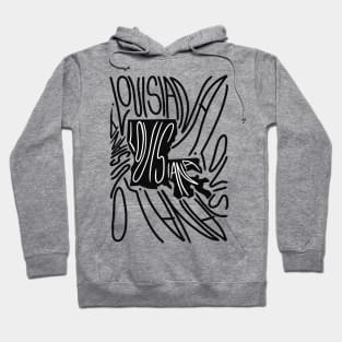 Louisiana State - LA Map and Flag - Black and White - Typography USA America State Louisianians Hoodie